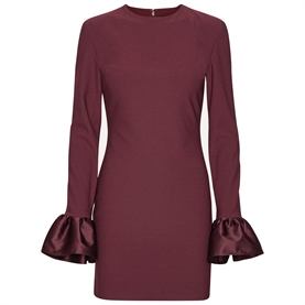 Rotate Frill Sleeved Mini Kjole, Burgundy